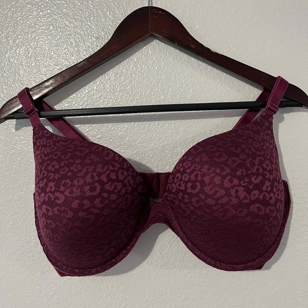PINK Leopard Print Purple Lace Wire Bra